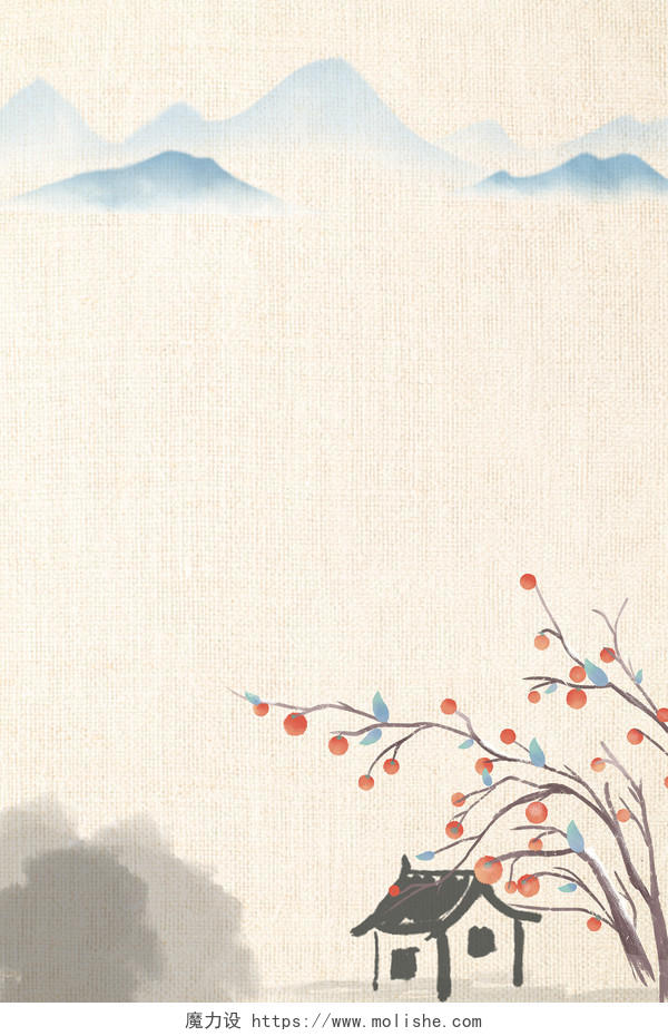 唯美意境古风建筑手绘中国风水墨背景海报